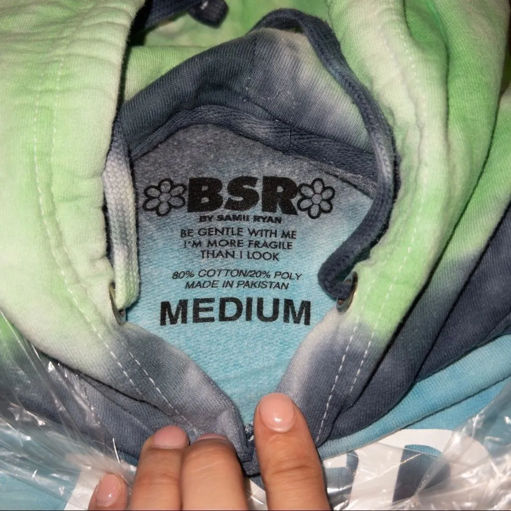 NIP By Samii Ryan Blue Tie Dye Butterfly Growth Hooded Sweatshirt Size Medium - Image 5