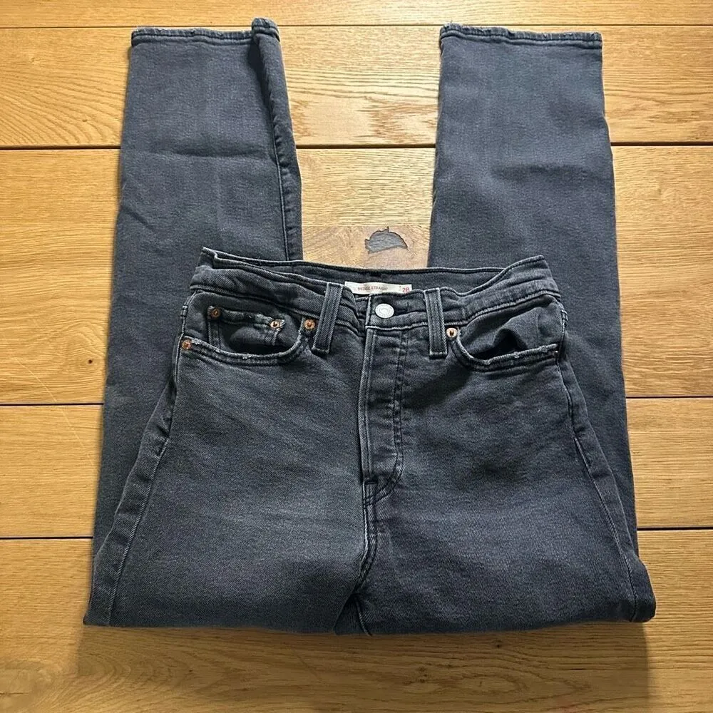 Levi wedgie button fly jeans 28 black - Image 3