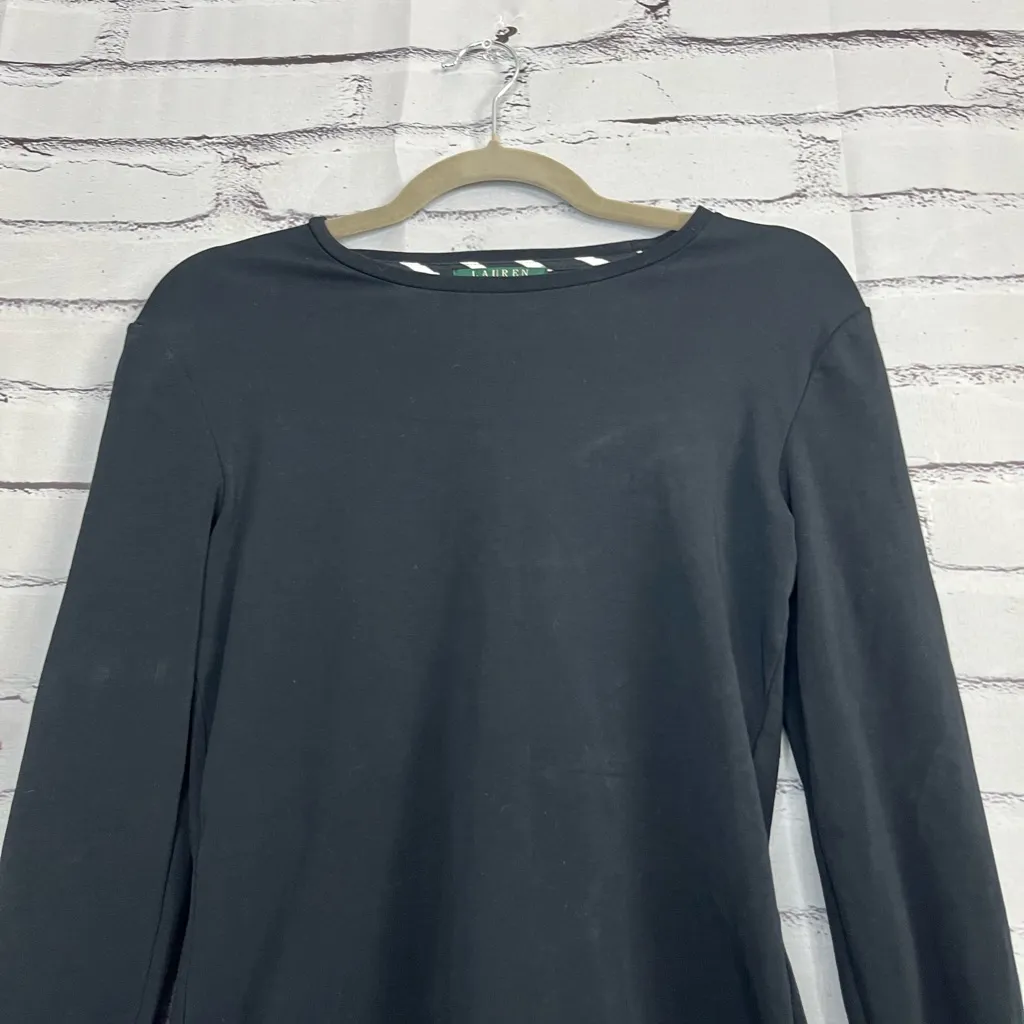Lauren Ralph Lauren Black Cotton Crew Neck Long Sleeve Top Women’s S Preppy Y2K - Image 6