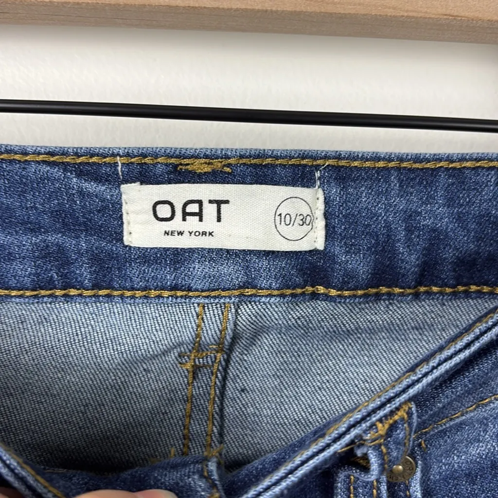 Oat Shari Cropped Wide Leg Jeans High Rise Women’s Size 10 or 30 Raw Hems Denim Blue - Image 5