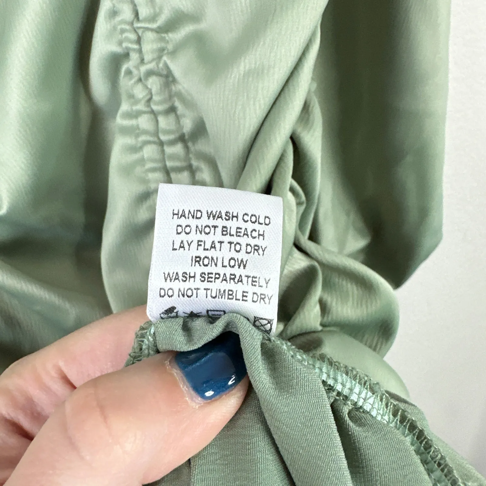 MAJORELLE Farren Ruched Mini Dress Sage Green Satin Size Medium Revolve Party - Image 10