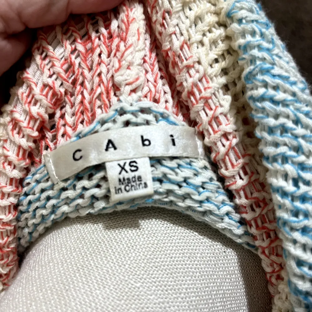 CAbi 216 Line Up Circle Vest Cardigan Shrug Wrap Sweater XS Pastel Stripe - Image 7