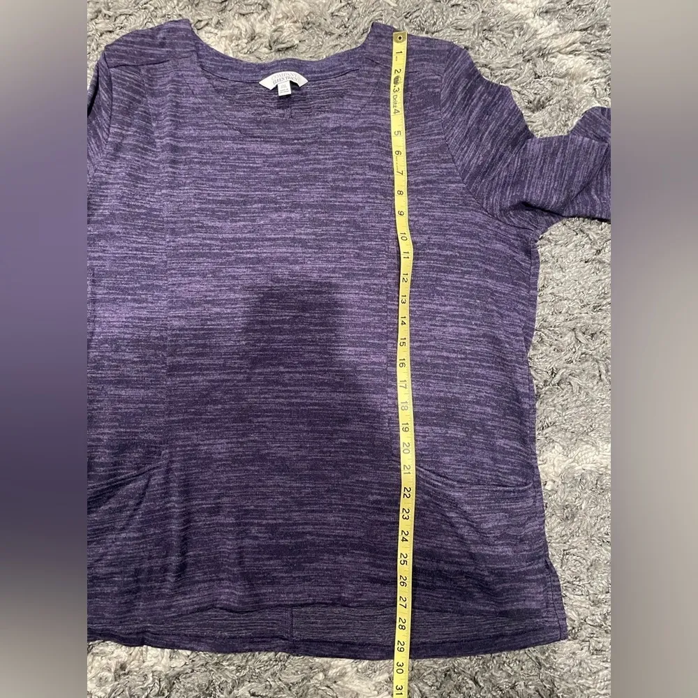 ELLEN TRACY Women's Knit Top Purple Long Sleeve Front Pockets - Image 9