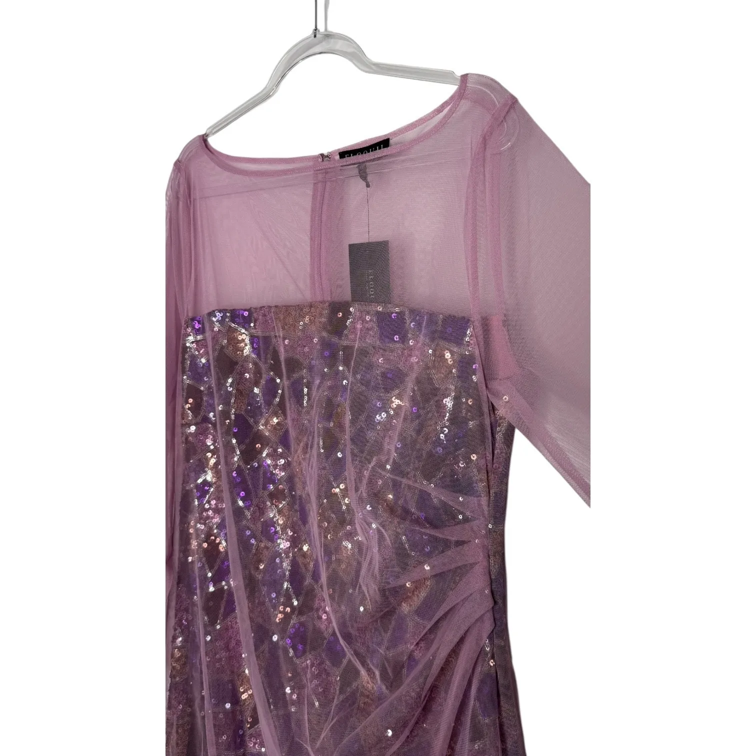 Eloquii 2010s Lavender Purple Sequin Mesh Overlay Cocktail Dress NWT Size 16 - Image 7