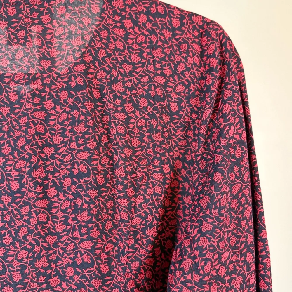 Boho Maternity Long Tunic Top Button Down Floral Soft Lightweight Medium Office - Image 3