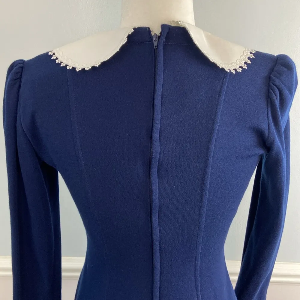 Vintage Petite Lang Midi Dress Peter Pan Collar Wednesday Addams Size 4 - Image 9