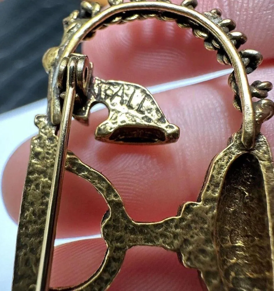 Signed RALL Gold Tone Retro Rotary Dail Telephone Phone Brooch Pin - Image 9