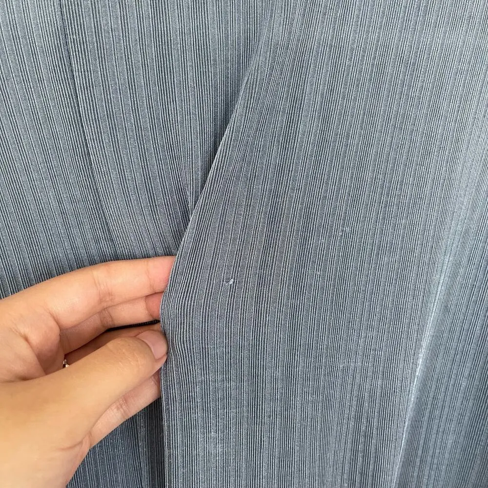 Blue Ribbed V-Neck Twist Front Slit Midi Dress (S) - Image 9