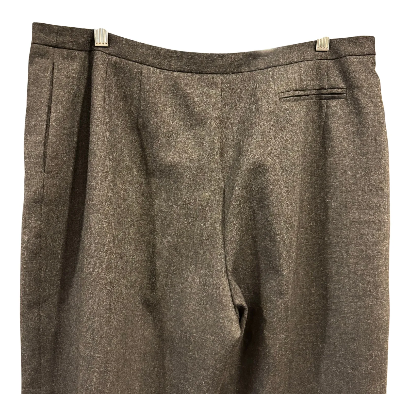 Vtg Gray Cuffed 100% Wool Trousers Slacks Career Pants Winter, Women's Size 18 - Image 4