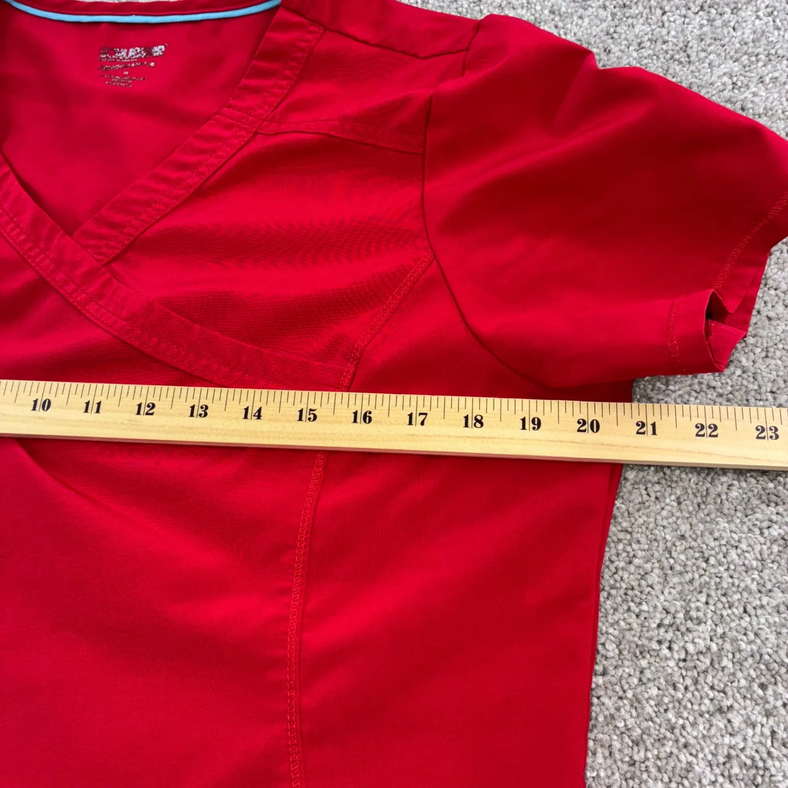 Radiant Red Womens Scrub Top Size M Short Sleeve Mock‎ Wrap Medical Uniform - Image 3