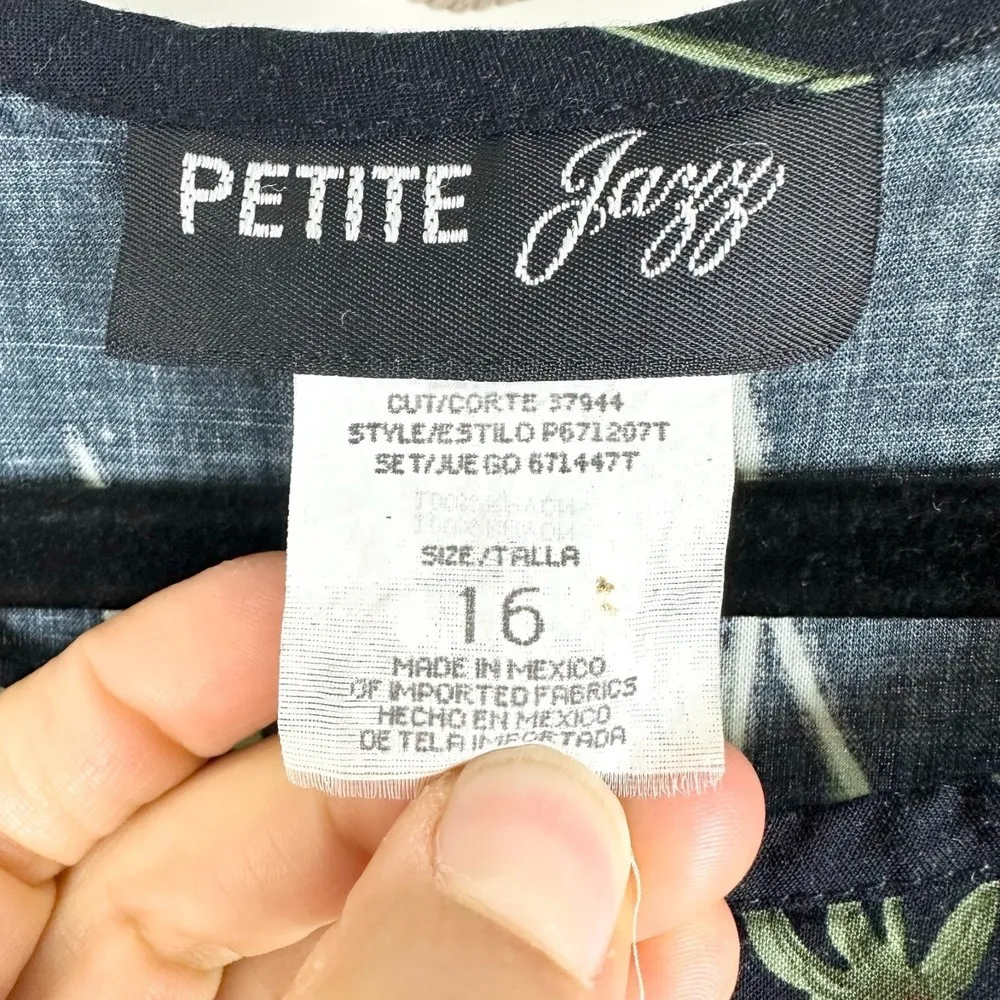 Vintage 90s Y2K Petite Jazz Rose Floral Midi Dress Sleeveless Size Large Black - Image 4