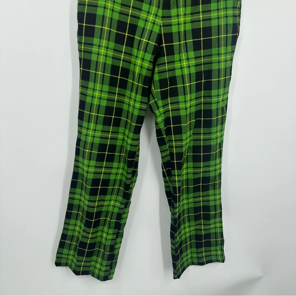 Hot Topic Green Plaid Straight Pants Size Small - Image 2