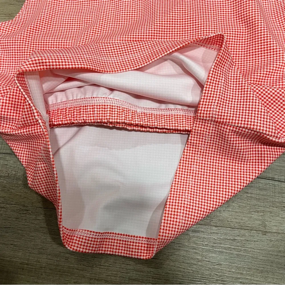 Lou and grey sleeveless collared cropped tennis golf active top red gingham Med - Image 5