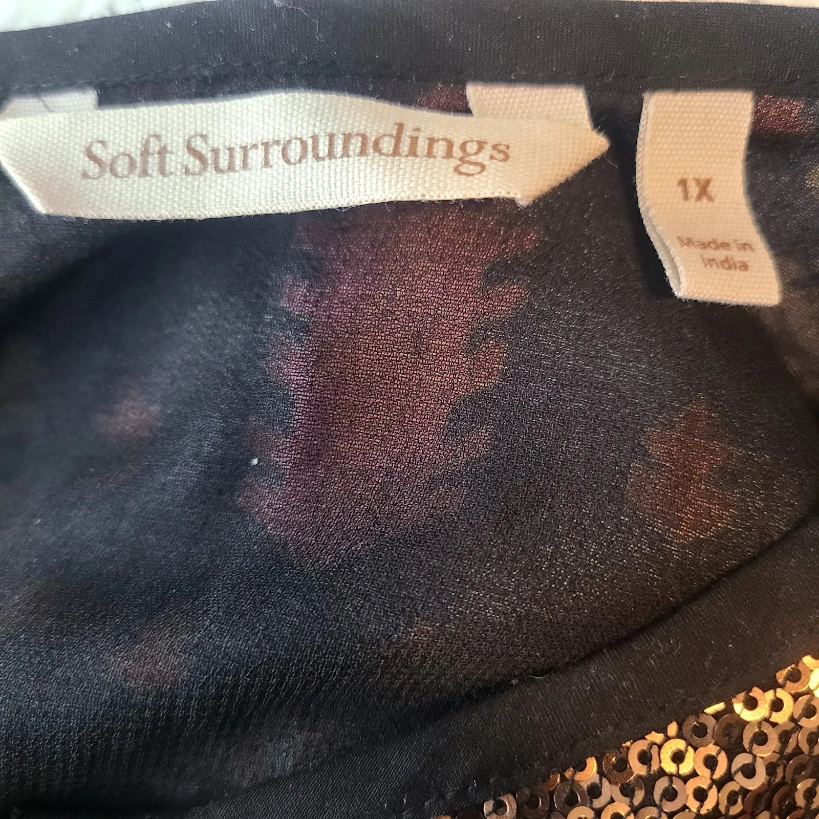 Soft Surroundings Adassa Tunic Dress Sequin Embroidered Burnout Artsy Boho 1X - Image 6