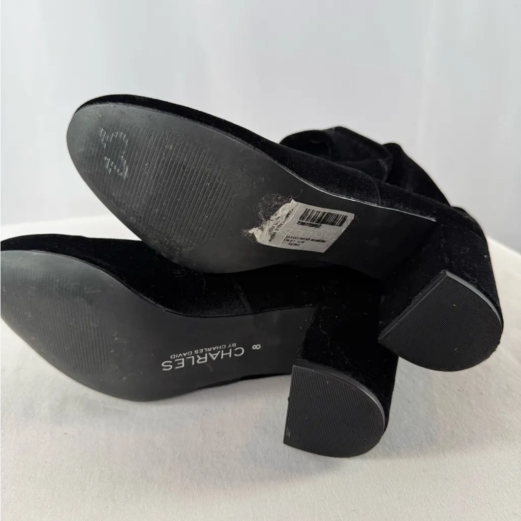 Charles By Charles David Velvet Over the Knee Heeled Boots in Black Size 8 - Image 9