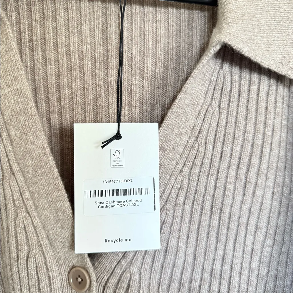 Reformation NEW Shea Cashmere Collared Cardigan in Toast - Image 6
