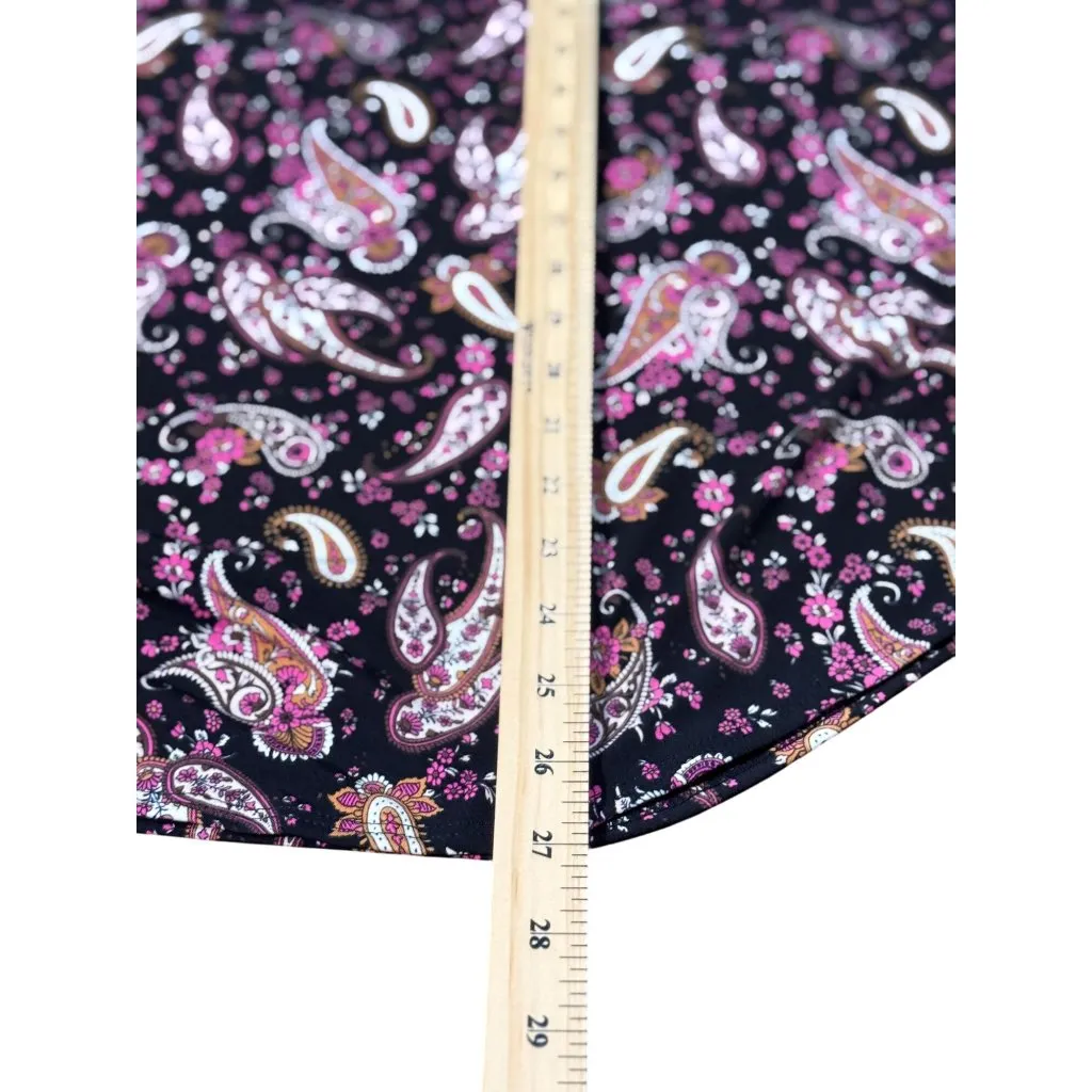 NEW Lane Bryant Womens 14/16 Paisley Print Stretch Blouse Long Sleeve Pink Black - Image 8