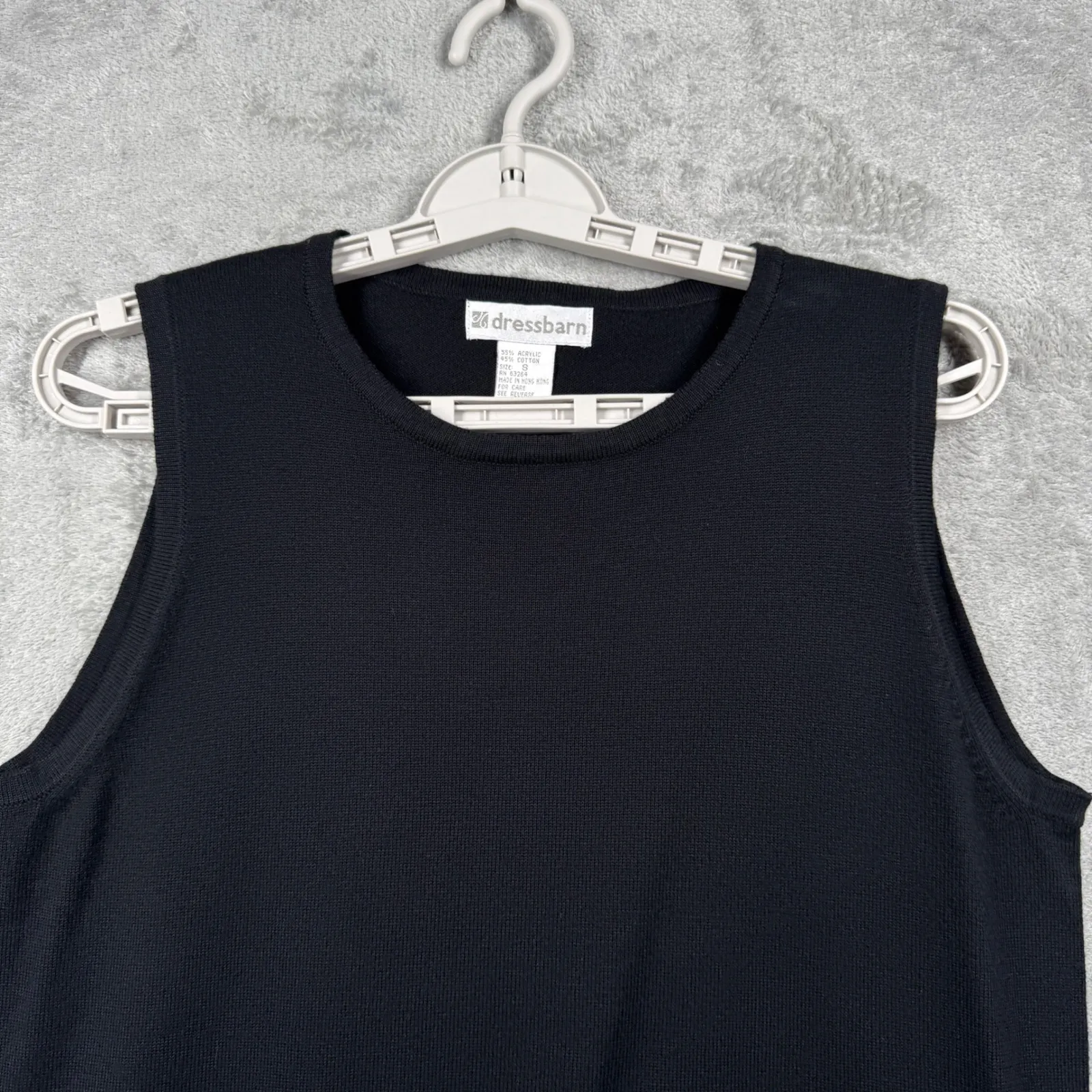 Dressbarn Knit Sweater Vest Tank Top S Black Floral Embroidered‎ Sequins 90s Y2K - Image 4