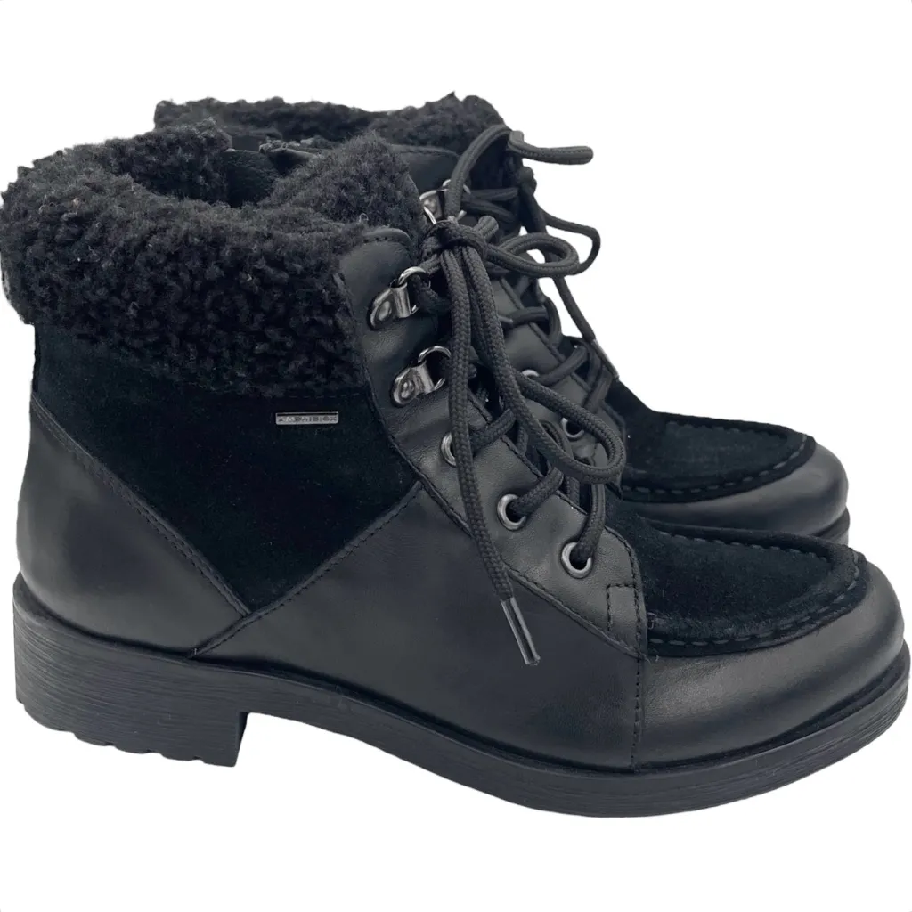 Geox Rawelle ABX waterproof lace-up black boots suede leather women Size 36/ 6US - Image 2