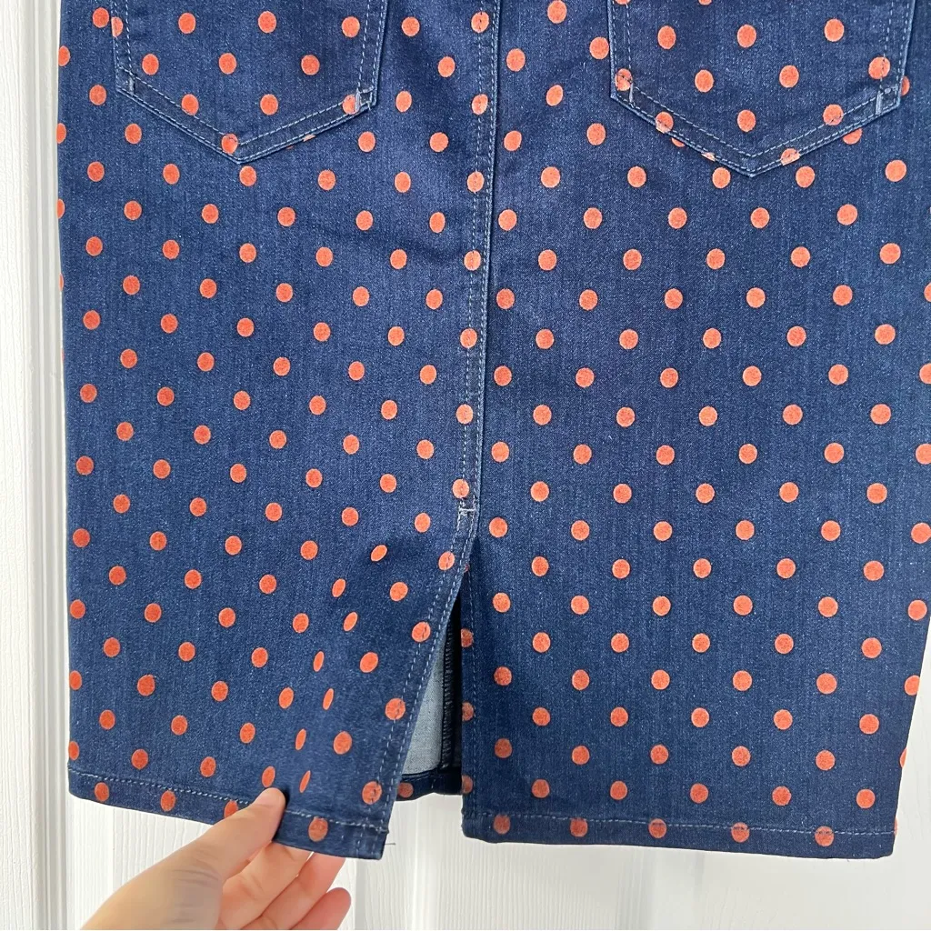 Sz 27  Pilcro Anthropologie Denim Polka
Dot Demin Pencil Skirt $88 MSRP NWOT - Image 6