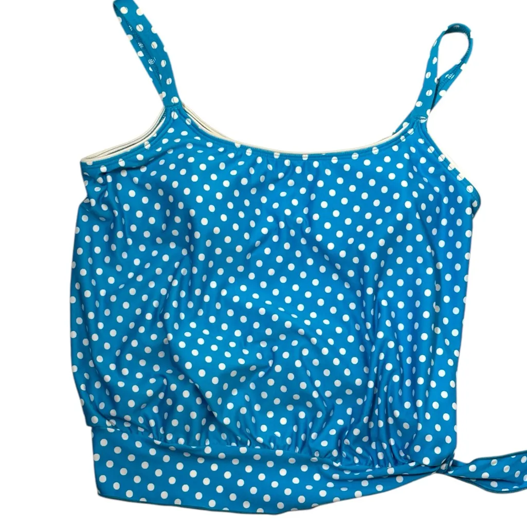 Vintage Gabar Blue‎ Polka Dot tankini bikini Swimsuit 12 (mod sz 8) pinup girl Blue - Image 3