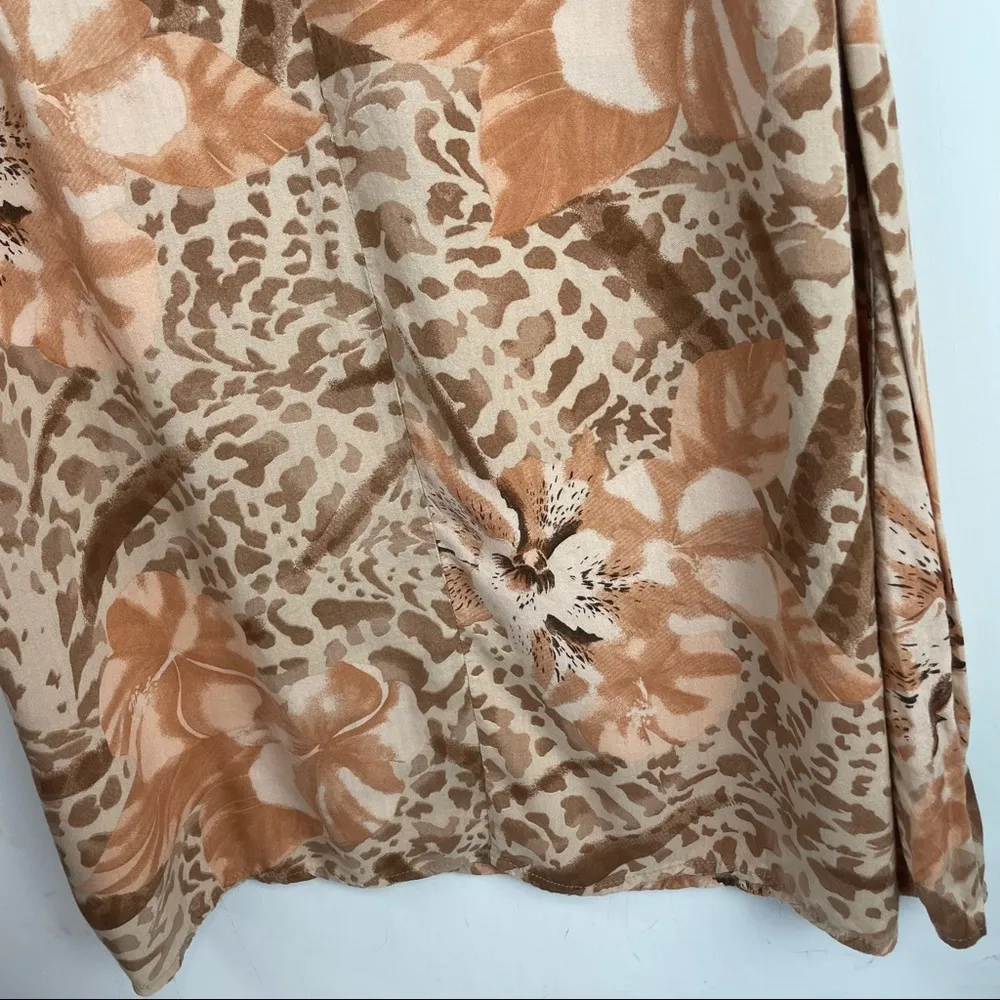 Vintage Floral Animal Print Maxi Dress Sleeveless Sz M/L Neutral Boho Western Tan Size M - Image 9