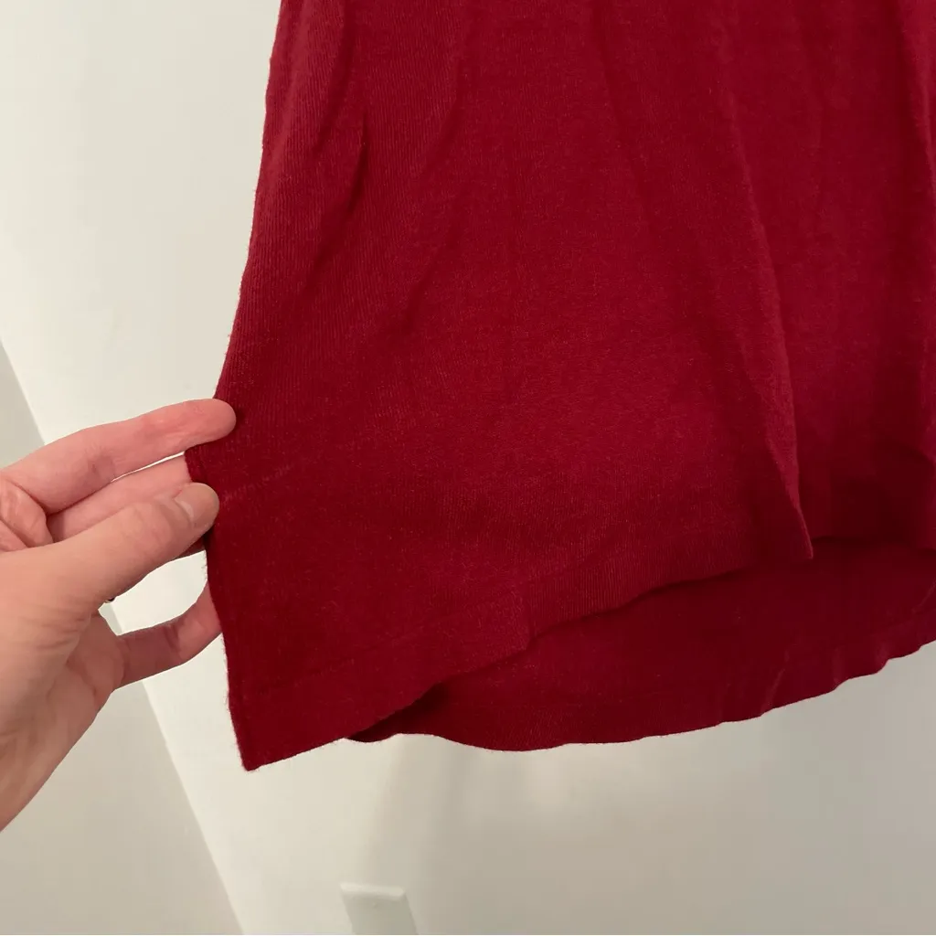 ANN TAYLOR LOFT Solid Wine Red Lightweight Rayon Cotton Draped Cowl Neck Sweater - Image 16