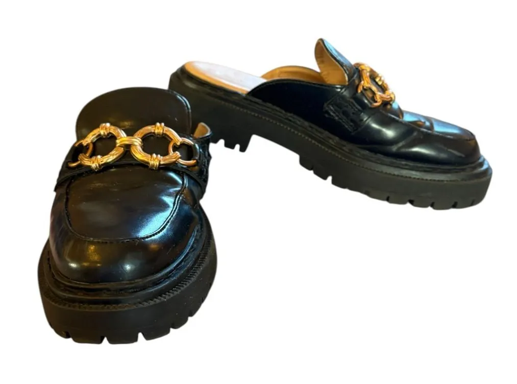 Circus Sam Edelman Evangeline Mule Womens Size 6 Black Gold Slip On Loafer - Image 1