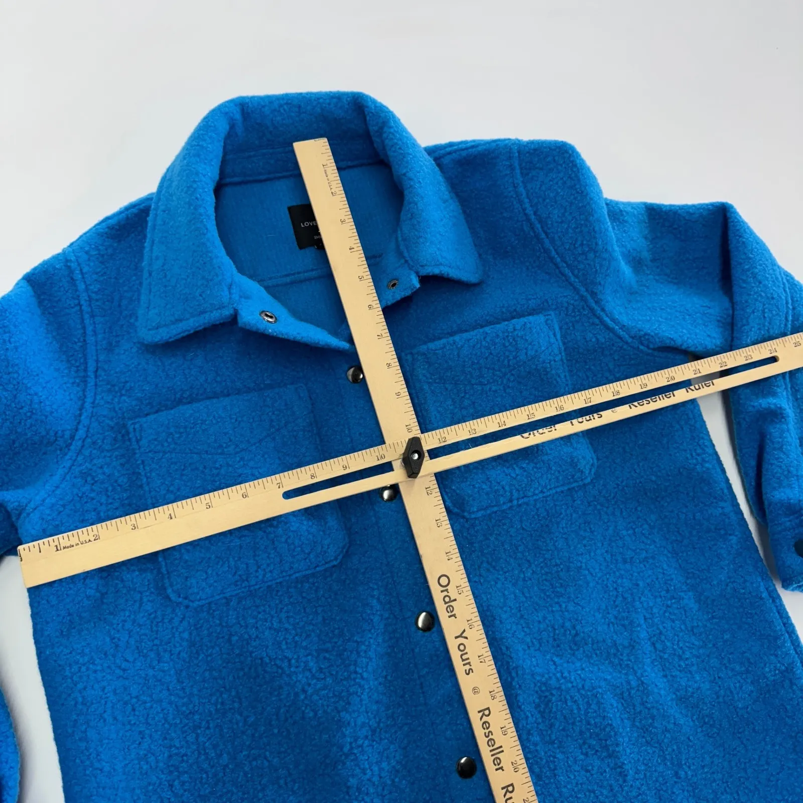 Love Tree ‎ Shirt Jacket Womens Small Blue Fleece Snap Button Front Pockets - Image 6