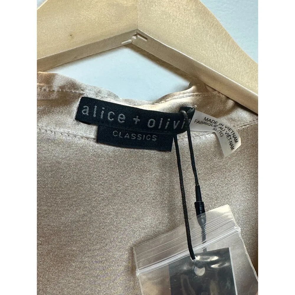 Alice + Olivia Women's Nadine CL000023005 Size XL Almond Puff Sleeve Blouse NWT - Image 6