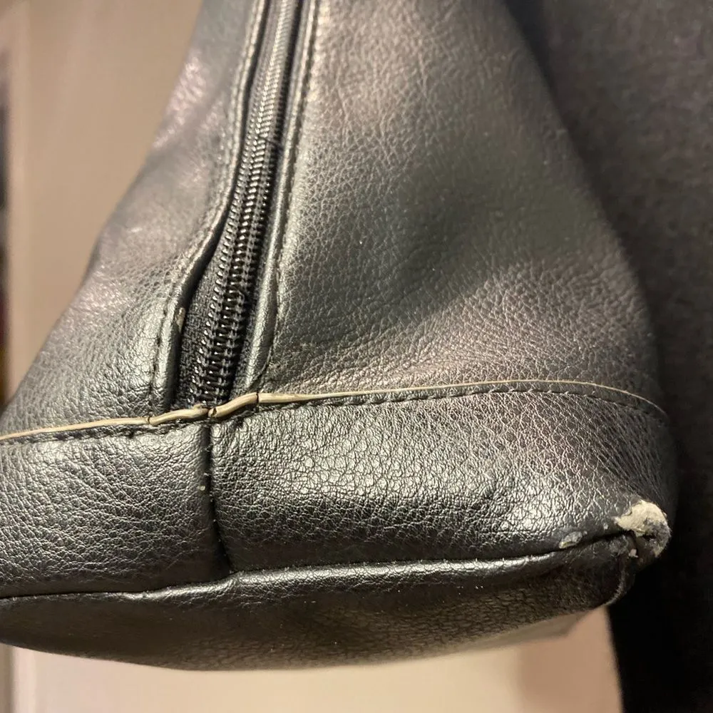 Tutilo Womens Black Leather Oversized Shoulder Bag - Image 6