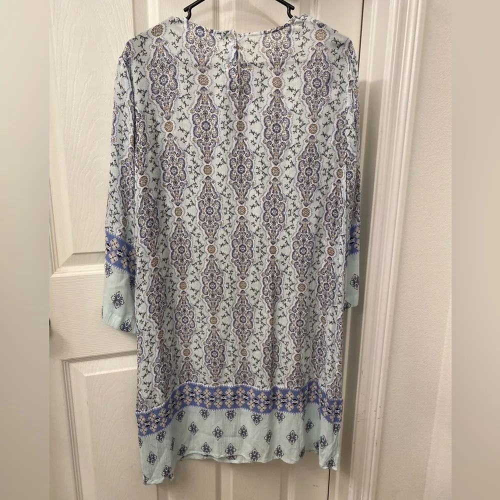 J.jill Blue and White Patterned Tunic Dress size medium - Image 6