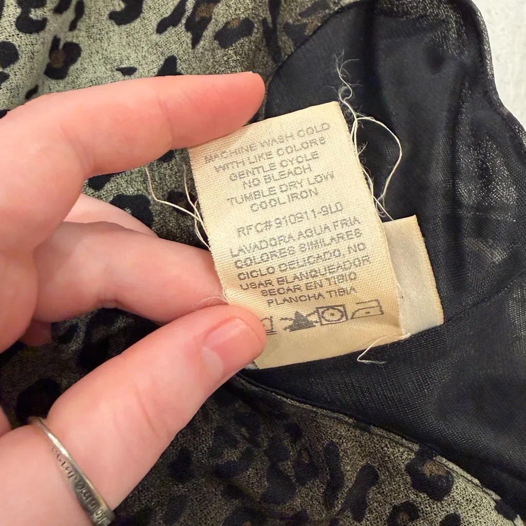 VTG Kathie Lee Collection Chico Forest Olive Leopard Maxi Dress Small Artsy 90’s - Image 7