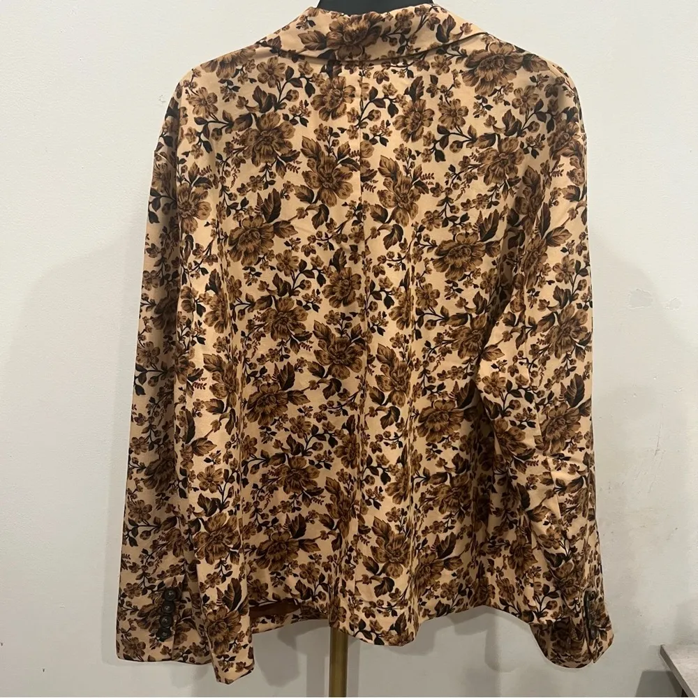 Free People Medium Cali Floral Print Boxy Single Breasted Blazer Jacket - Image 5