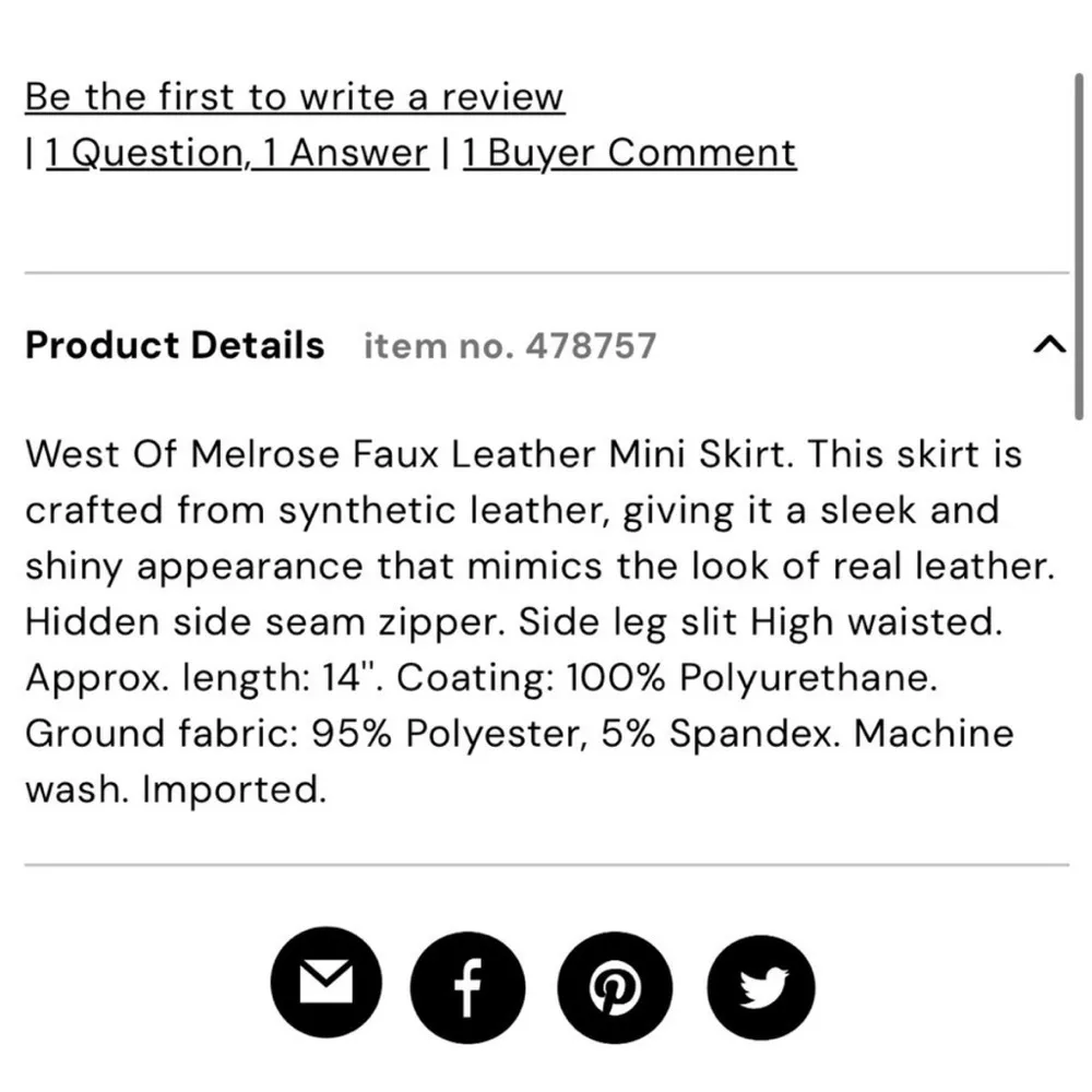 Tilly's WEST OF MELROSE Faux leather Mini Skirt Size XS. - Image 10
