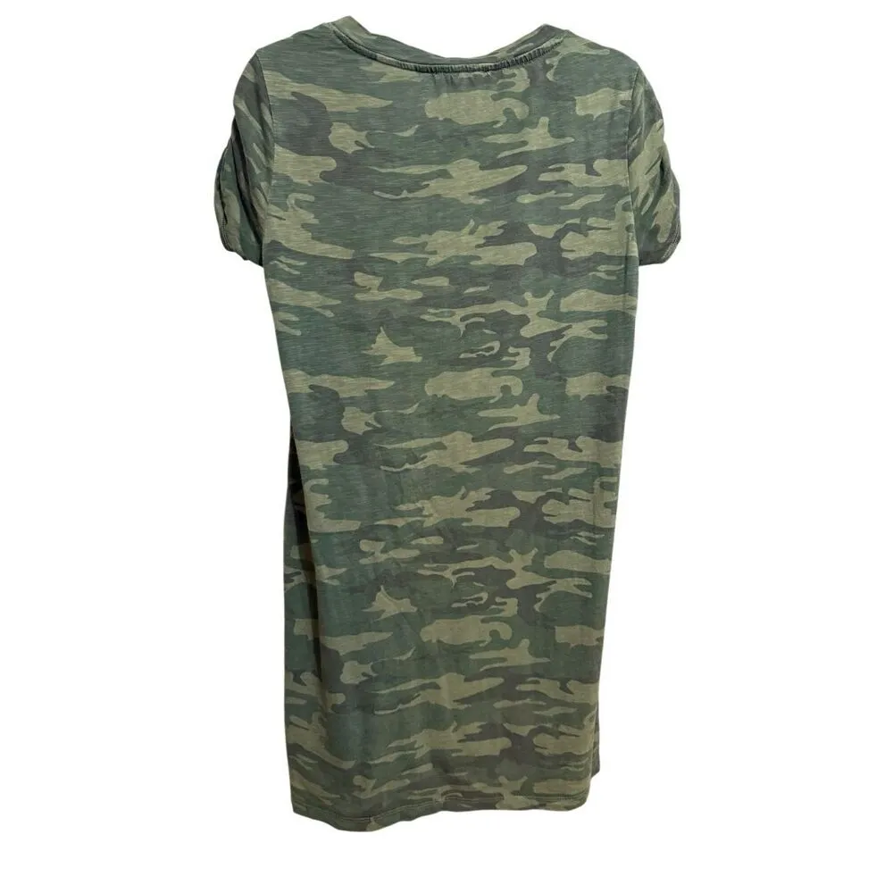 Sanctuary Ojai Camo T-Shirt Dress in Mother Nature Camo Ruched Sleeves Sz XS - Image 4