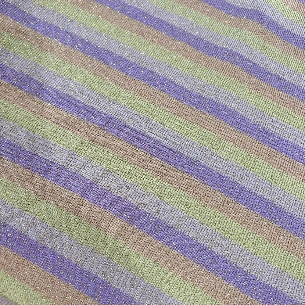 Tularosa Rhythm Beige Purple Yellow Striped Metallic Knit Mini Skirt Women’s XS - Image 4