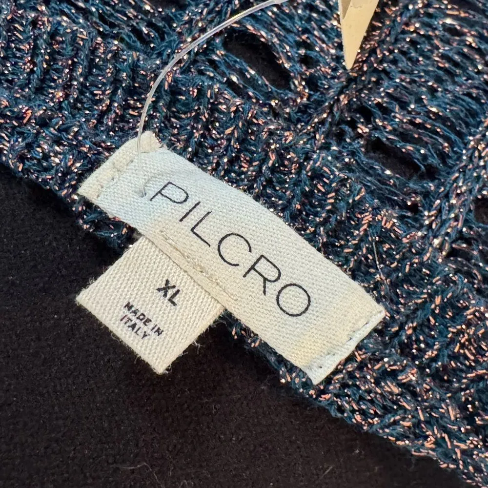 Anthropologie Pilcro NWT Navy and Copper XL Metallic Knit Sweater - Image 4