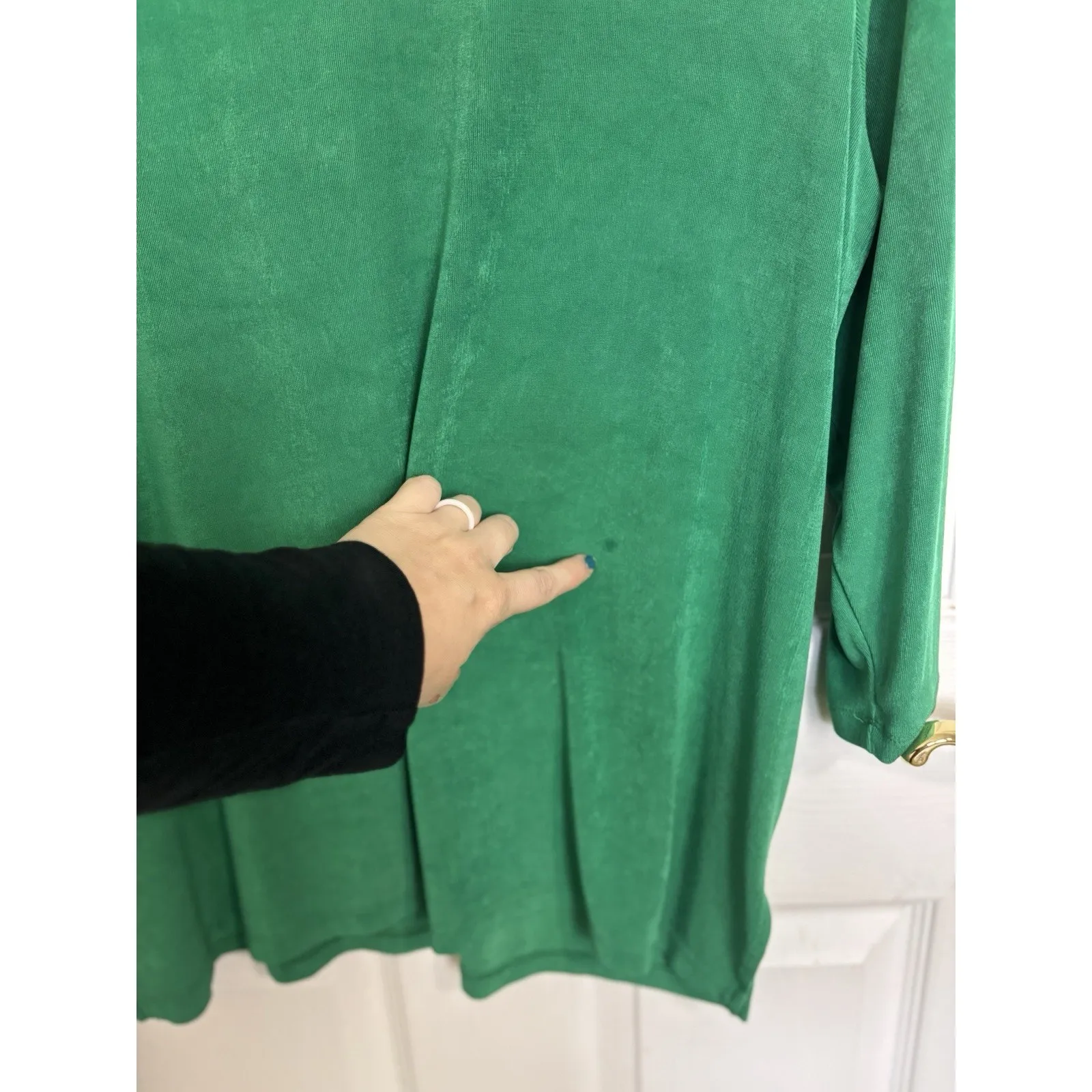 Chico’s Travelers Kelly Green Slinky Stretch 3/4 Sleeve Top Size 2 Large Travel - Image 7