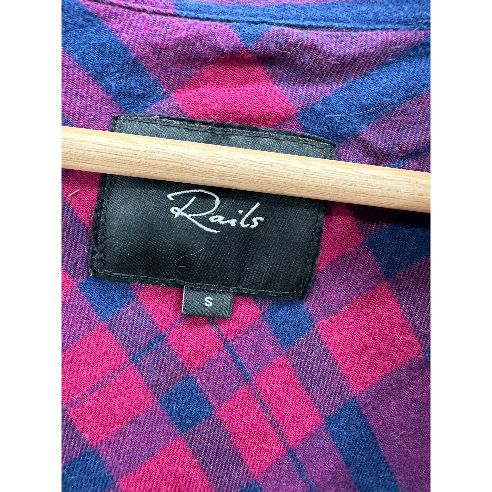 Rails Jackson Wine Navy Blue Cotton Blend Button Down Shirt Women's Size Small S - Image 5