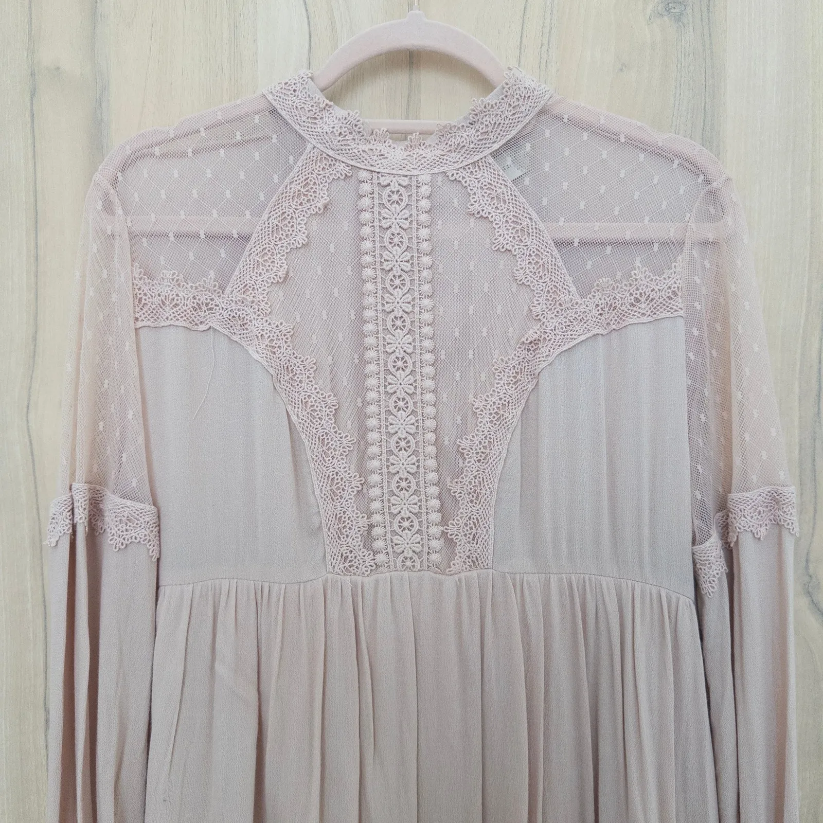 Altard State Womens Dress Size L Blush Lace Sheer Boho Cottage Coquette Romantic - Image 2