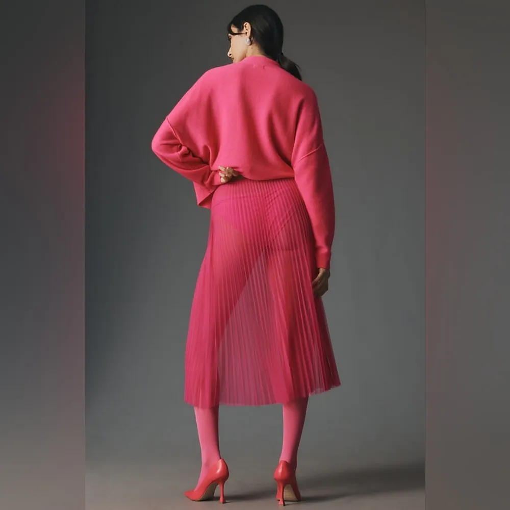 NWT Anthropologie By Anthropologie Sunburst Pleated Sheer Midi Skirt Size XS - Image 4