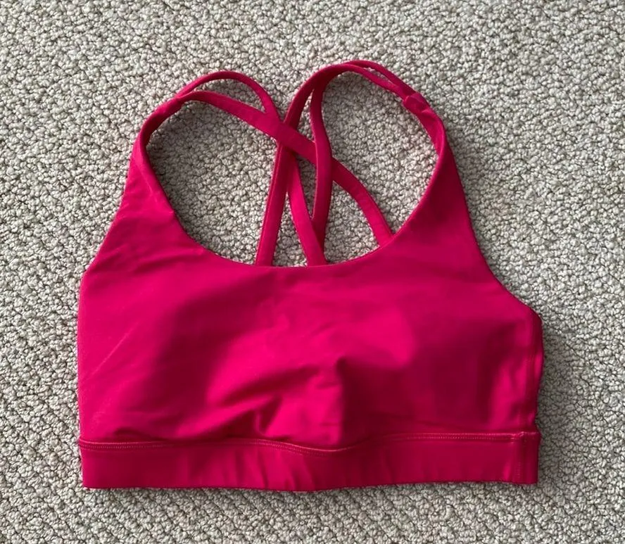 LULULEMON Energy Bra Calypso Pink Medium Support B/C Cup Luxtreme Sz 4 Like New - Image 6