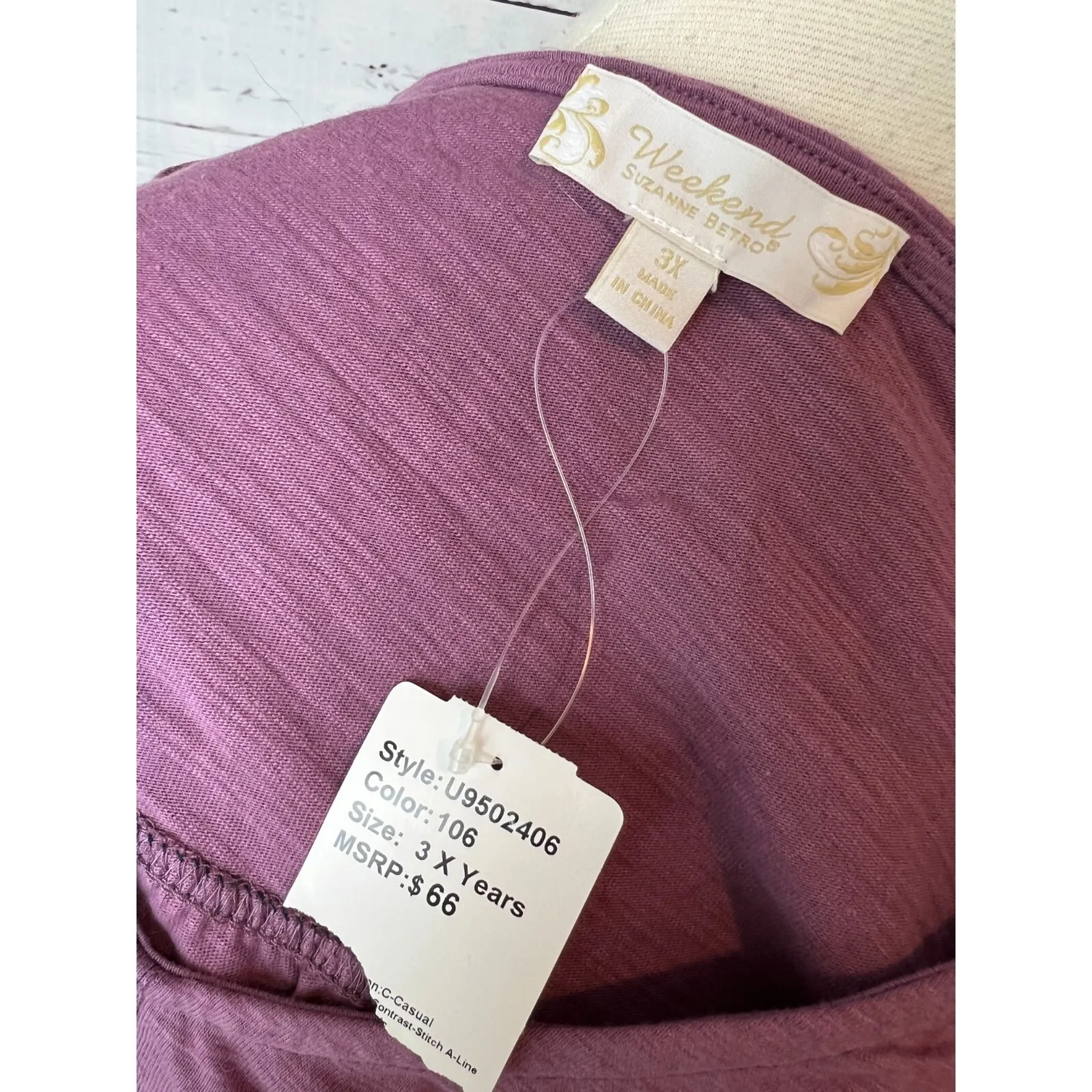 Suzanne Betro Weekend Blouse Plus size 3X 3XL Womens Tunic Top Shirt NWT Purple‎ - Image 3