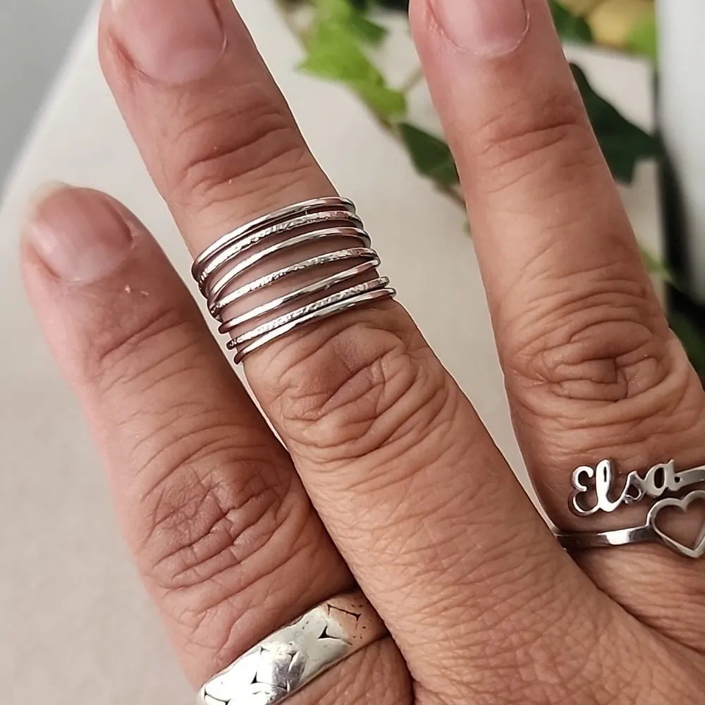 Silver Stainless Steel Multi Layer Adjustable Ring - Image 5