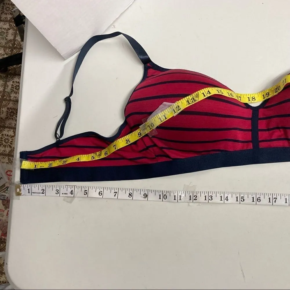 JUST BE, Women’s Red and Blue Striped Bra, 42C, NO WIRE, Adjustable Straps - Image 7