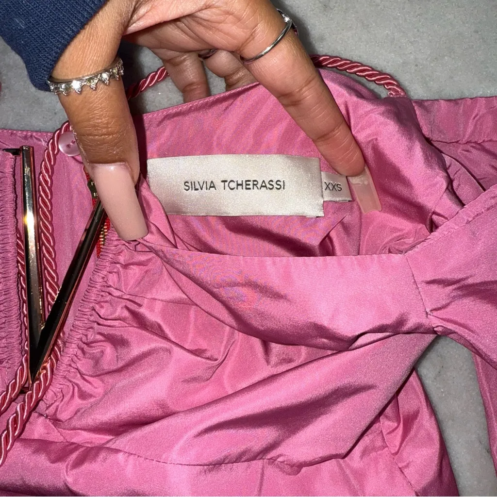 Silvia Tcherassi Benazir Crop Rose Puff Sleeve Top Pink Size XXS - Image 14