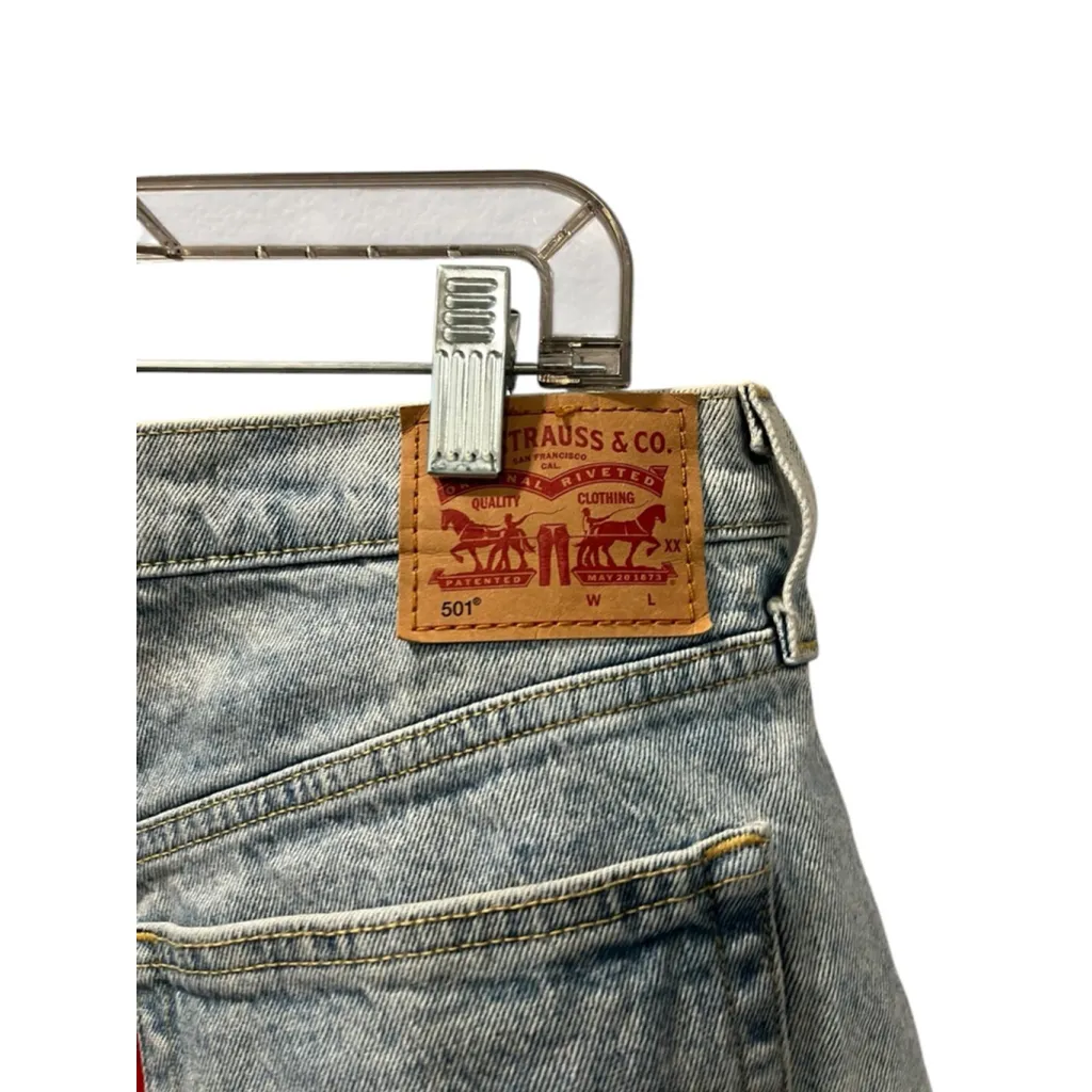 Levi Strauss 501 Denim Jean Shorts Size 34 Button Fly Raw Hem Western Boho - Image 8