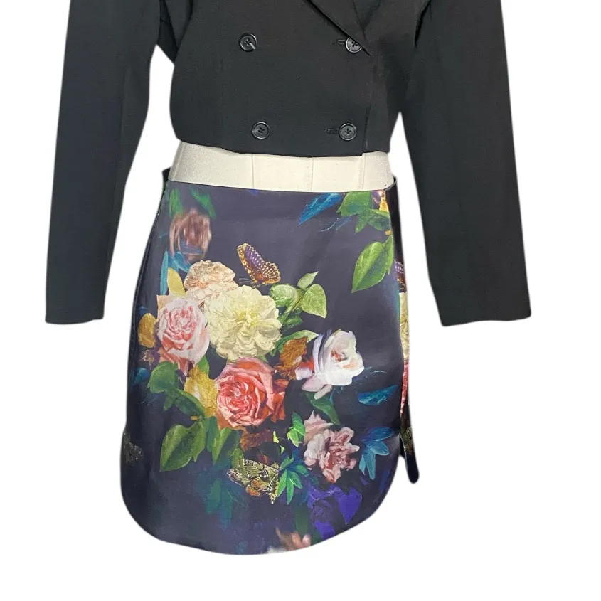 Topshop Floral Scuba Mini Skirt - Dark Botanical Print - Size 6 - Image 7