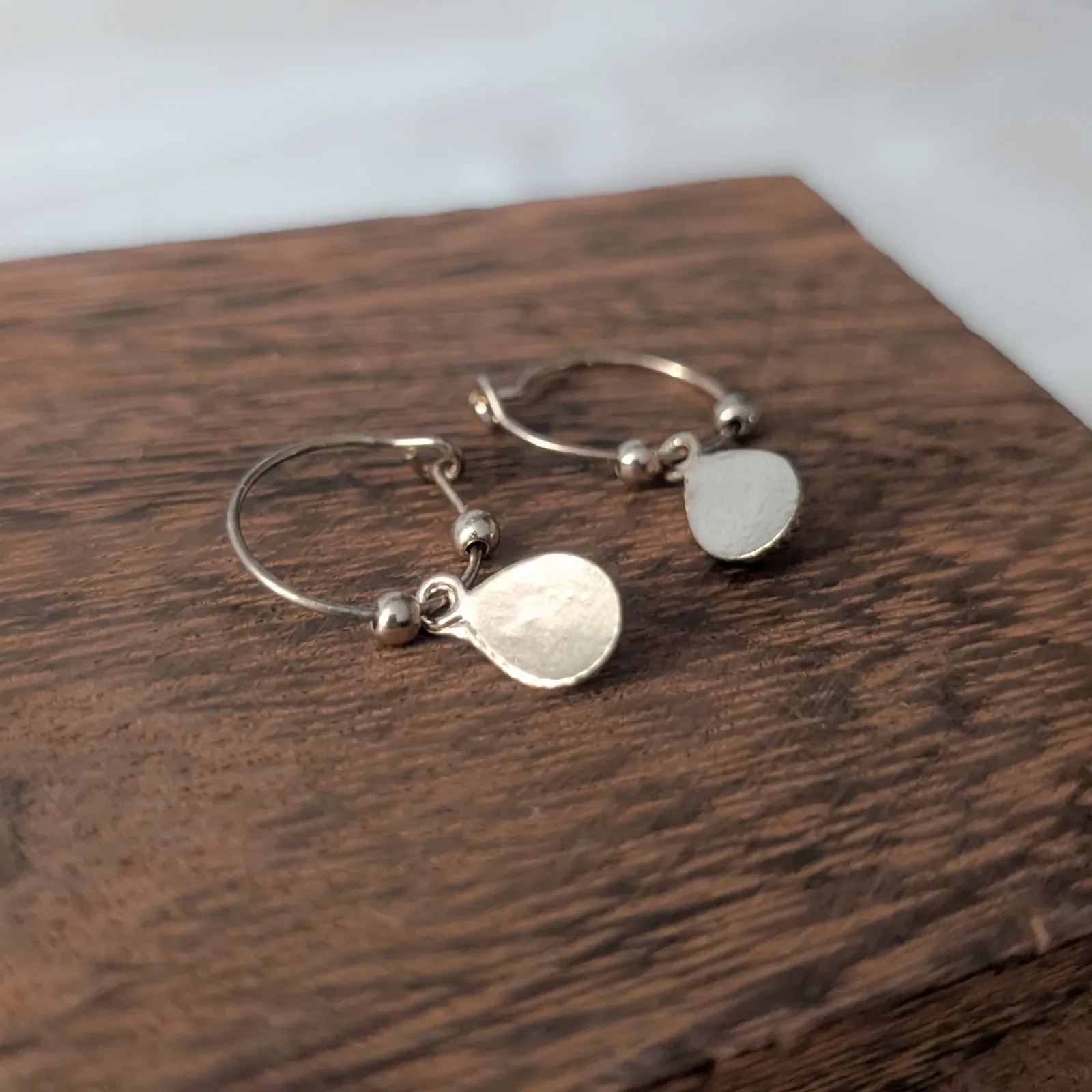 Vintage Earrings for Pierced Ears Gold Tone Hoops with Dangle - Image 5